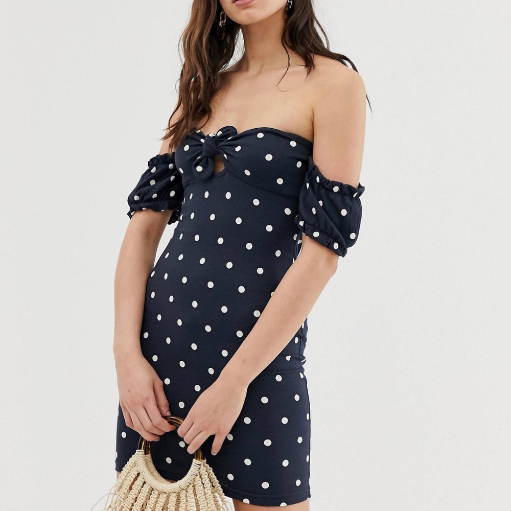 ASOS Navy Polka Dot Dress Size 8